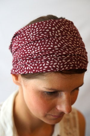 Bandeau à cheveux plissé pour chimiothérapie Grain de prune
