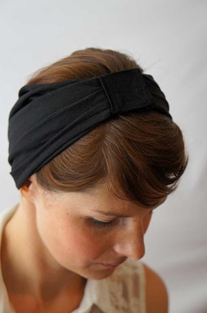 Bandeau à cheveux vintage Foudre en coton bio noir