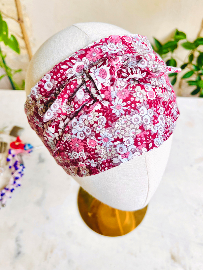 Bandeau à cheveux étroit - Liberty bordeaux
