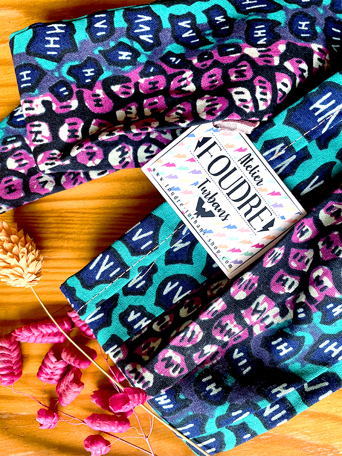 Bandeau à cheveux étroit - Wax Léopard