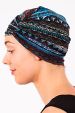 bonnet_chimiotherapie_foudre_graphique_bleu_magda