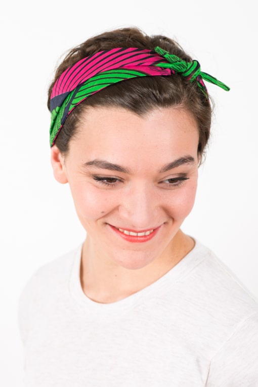 bandeau_a_cheveux_elastique_wax_africain_rose_vert