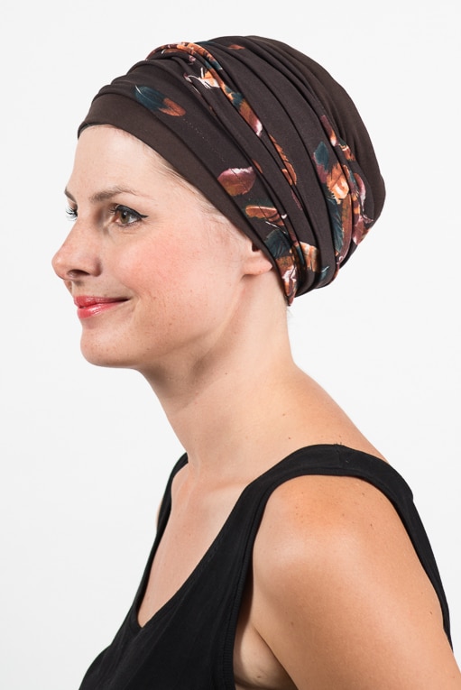 foudre_turban_bandeau_chimio_pelade_plumes_marron_2