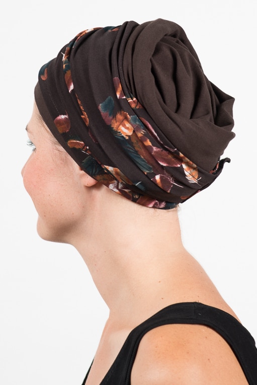 foudre_turban_bandeau_chimio_pelade_plumes_marron_3