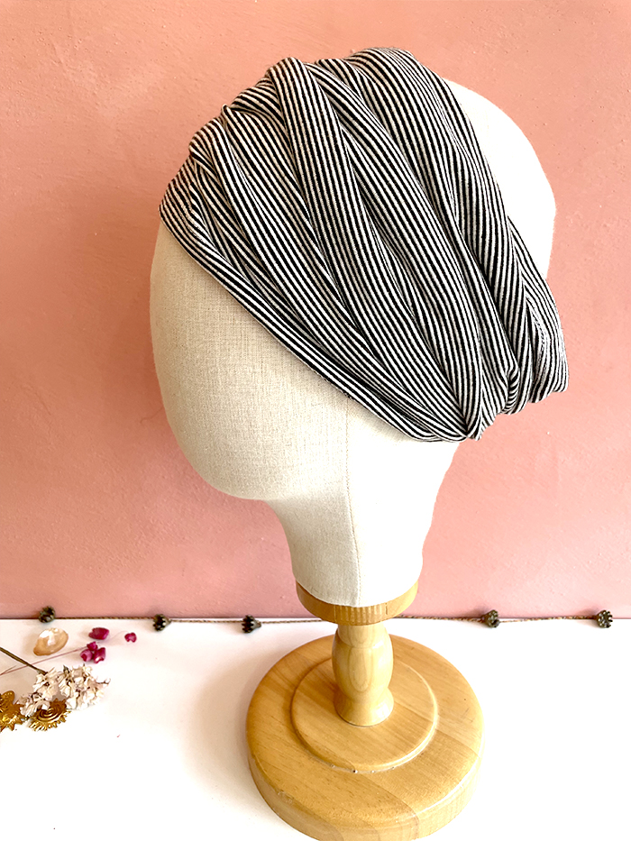 Bandeau Scratch couvrant à rayures noir et blanc – Image 7