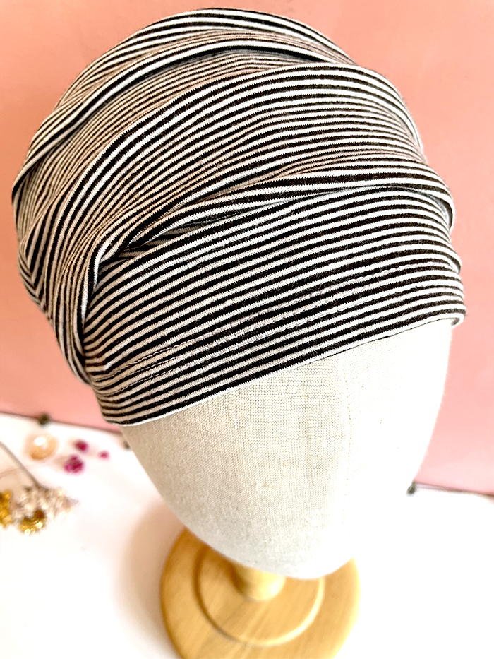 Bandeau Scratch couvrant à rayures noir et blanc – Image 2