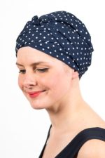 turban_chimiotherapie_elastique_pois_bleu_blanc