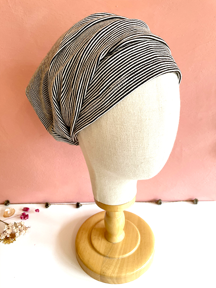 Bandeau Scratch couvrant à rayures noir et blanc