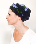 foudre_turbans_chimiotherapie_bandeau_elastique_fleurs_bleu_myosotis