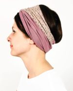 Bandeau à cheveux élastique Pois rose