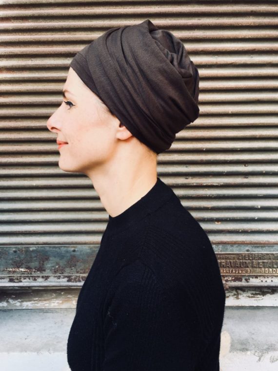 turban-chimiothérapie-foudre-marron-elegant