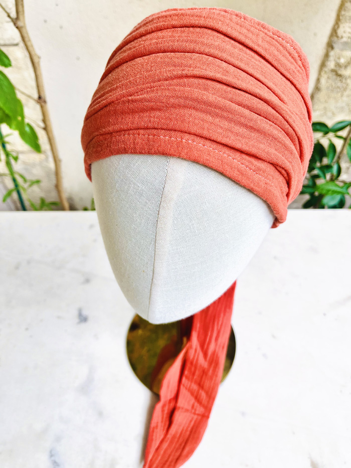 Bandeau à cheveux large en gaze de coton Terracotta