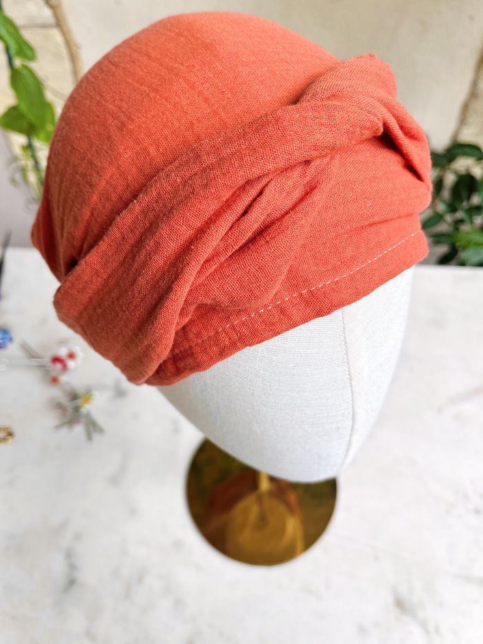 Foulard chimio en gaze de coton Terracotta – Image 3