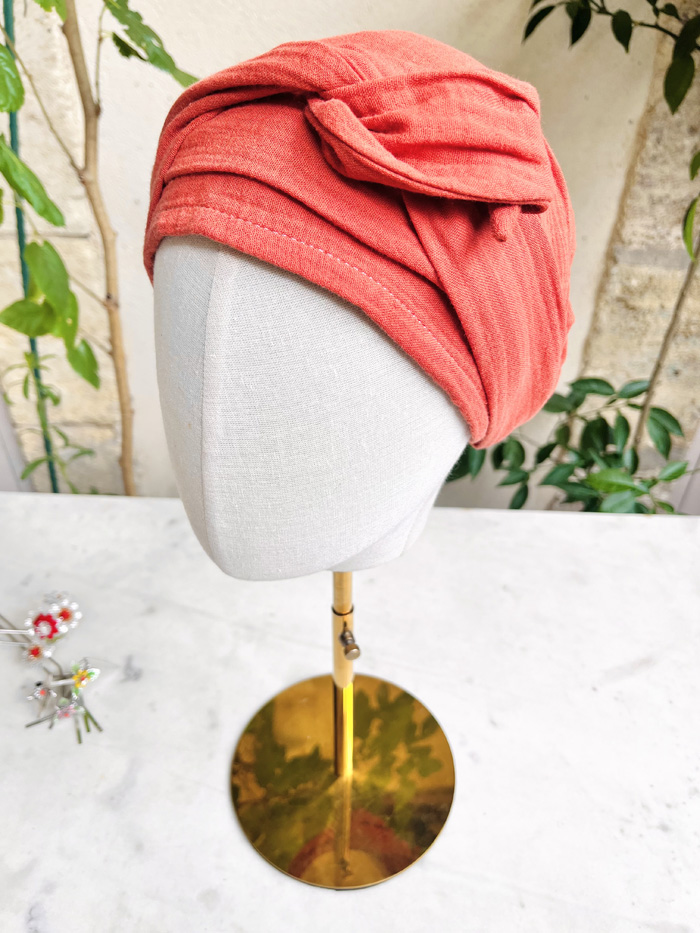 Foulard chimio en gaze de coton Terracotta