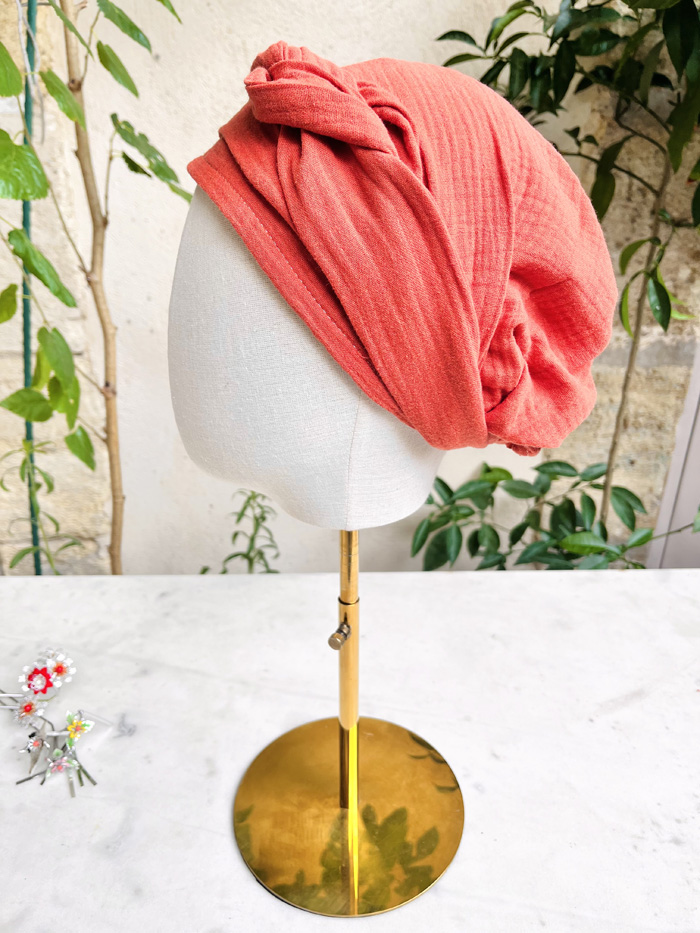 Foulard chimio en gaze de coton Terracotta – Image 2