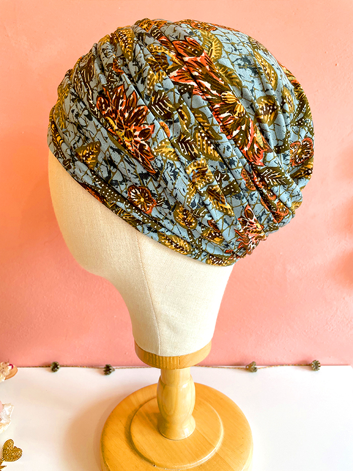 Foulard élastique à enrouler - Batik bleu – Image 4