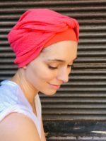 Foulard à cheveux préformé - Corail – Image 7