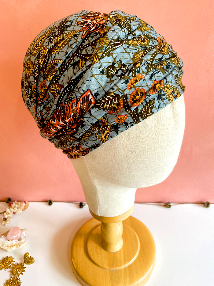 Foulard élastique à enrouler - Batik bleu – Image 6