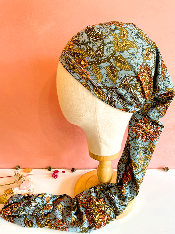 Foulard élastique à enrouler - Batik bleu – Image 2