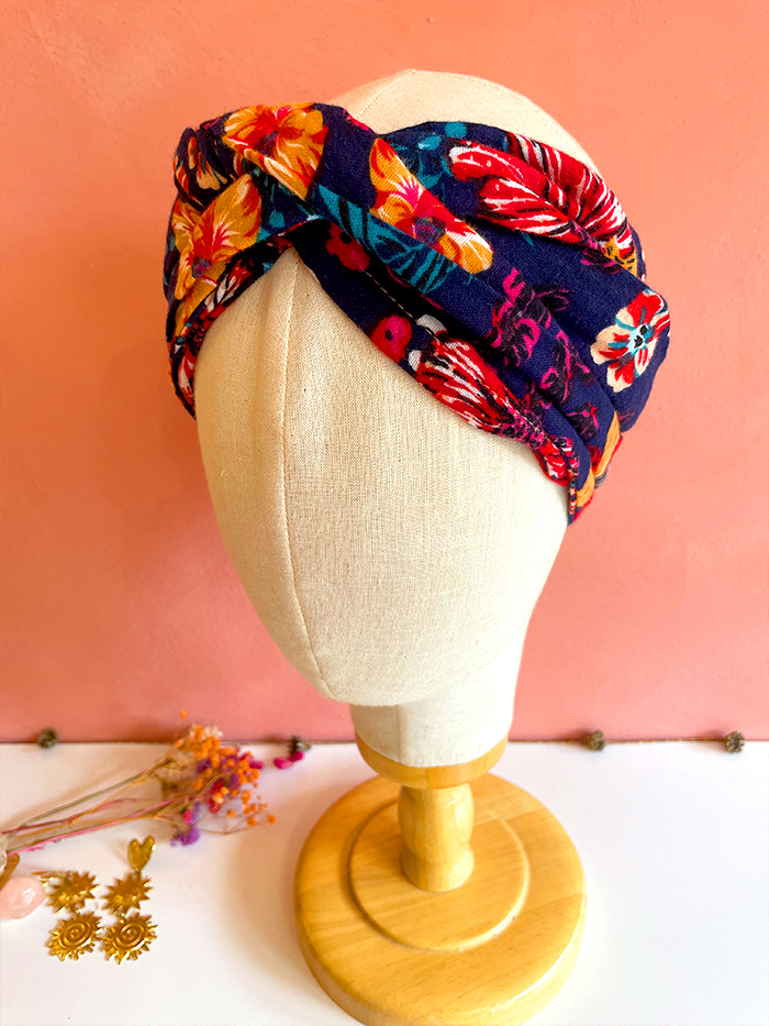 Bandeau à cheveux large à fleurs - Louise