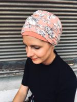 Ensemble de foulards pour chimiothérapie rose à fleurs blanches