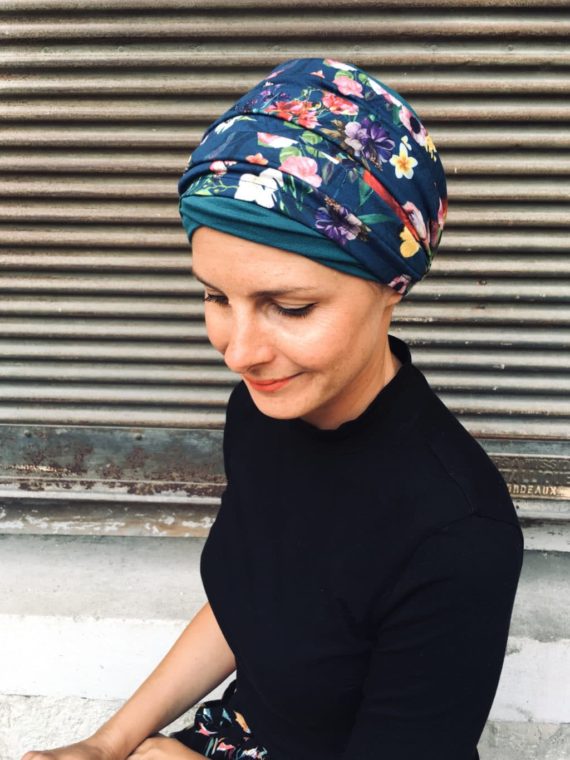 ensemble de bandeaux pour chimiotherapie à fleurs bleu