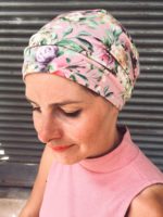 Bandeau à cheveux adapté chimio SCRATCH ! Liberty rose – Image 4