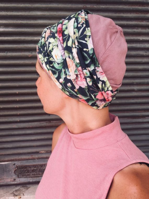 ensemble_bandeau_chimio_scratch_fleurs_bleu_pastel