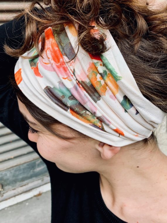 bandeau à cheveux pour alopécie à fleurs aquarelle