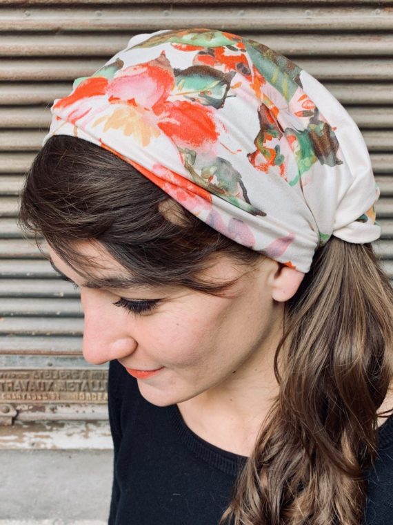 bandeau à cheveux pour pelade à fleurs aquarelle