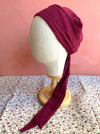 bandeau-chimiotherapie-gaze-coton-bordeaux_2