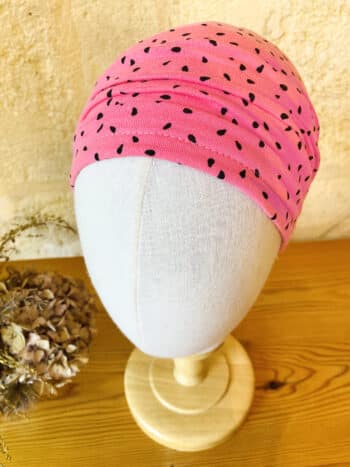 Bonnet en tissu Oeko-tex à pois rose Pipa