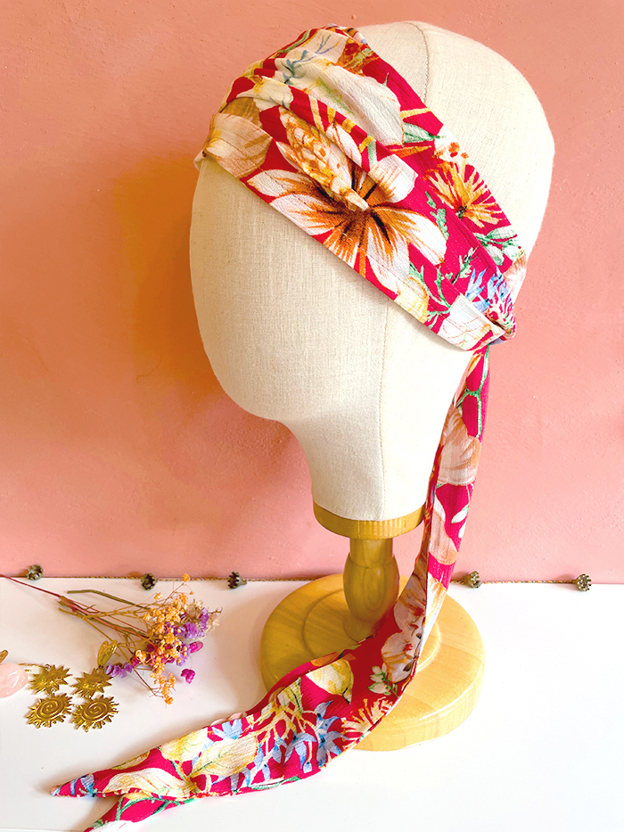 Bandeau à cheveux large à fleurs - Hawai rouge – Image 2