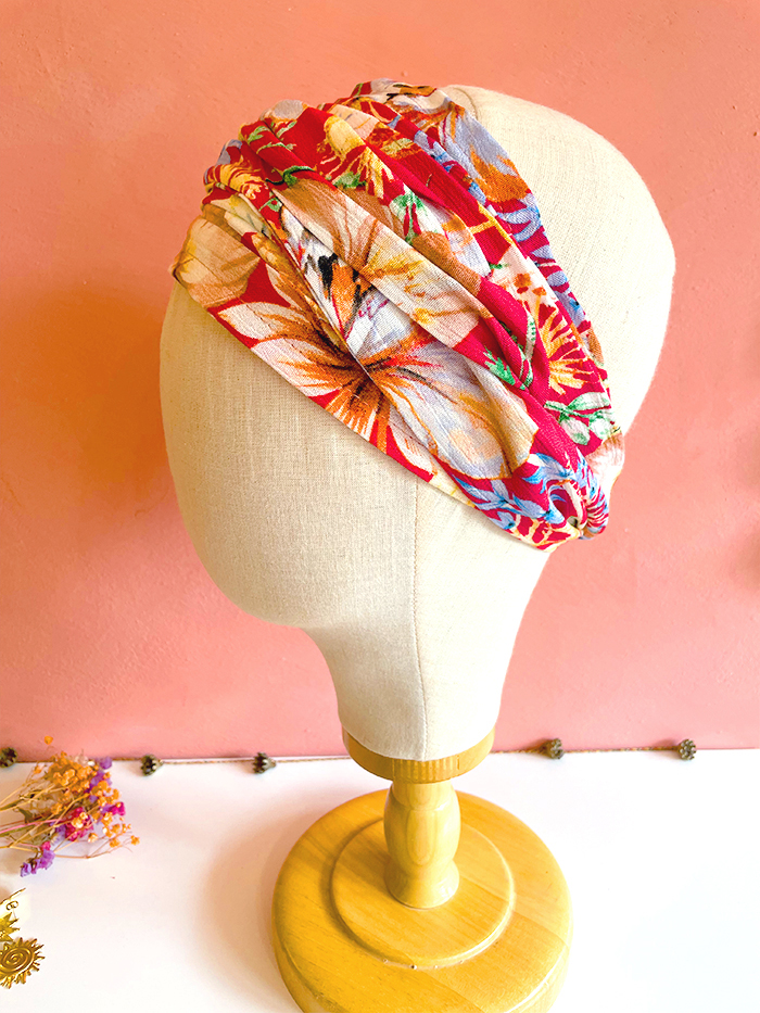 Bandeau à cheveux large à fleurs - Hawai rouge – Image 5