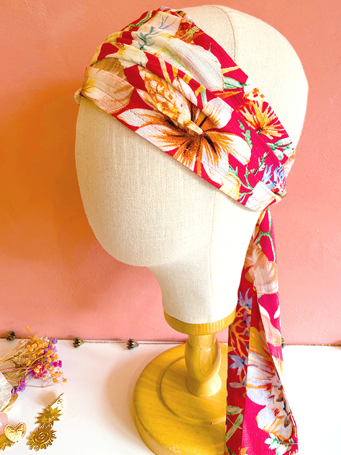 Bandeau à cheveux large à fleurs - Hawai rouge – Image 3