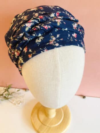Bonnet turban Doublure satin Gris chimio perte de cheveux foulard