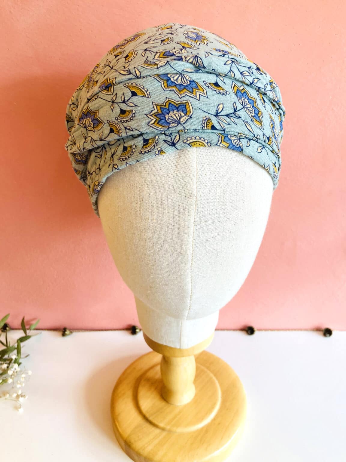 Bandeau Turban Pré-noué Pour Femme - Coton Doux - Pour Alopécie, Chimiothérapie - Motif Floral - 54 Cm