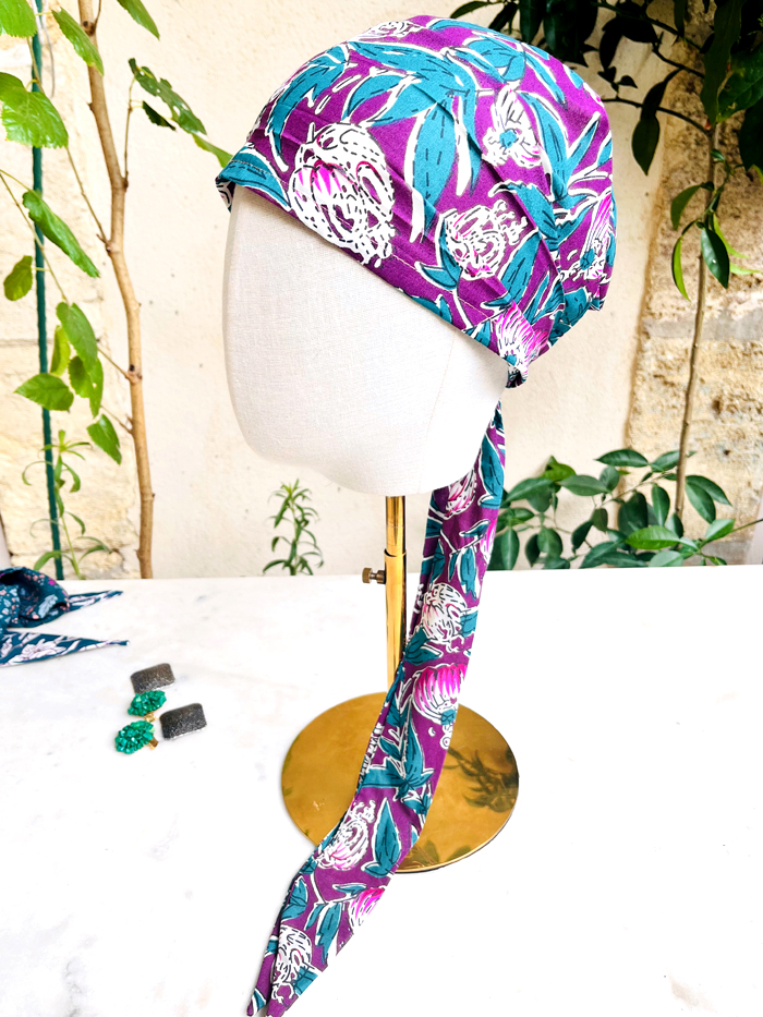 Foulard à cheveux couvrant à fleurs Peonie – Image 4