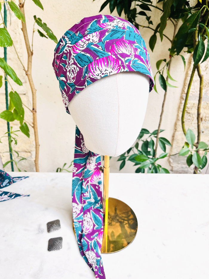 Foulard à cheveux couvrant à fleurs Peonie