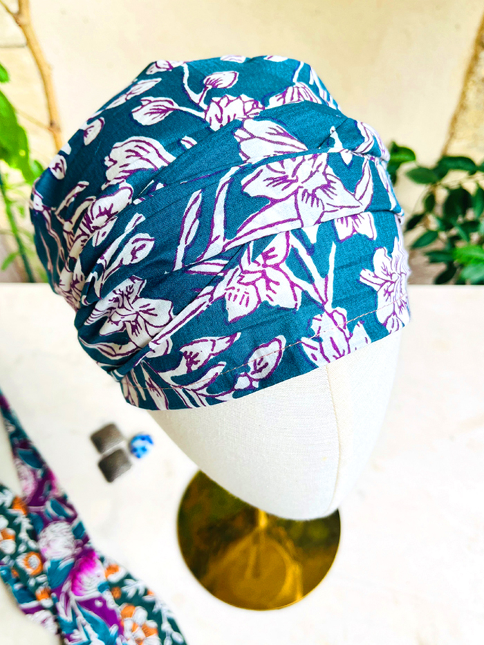 Foulard à cheveux couvrant à fleurs Narcisse