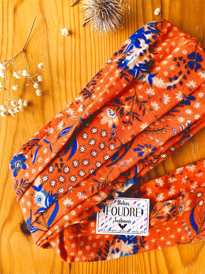 Bandeau à cheveux large en gaze de coton Mandarine