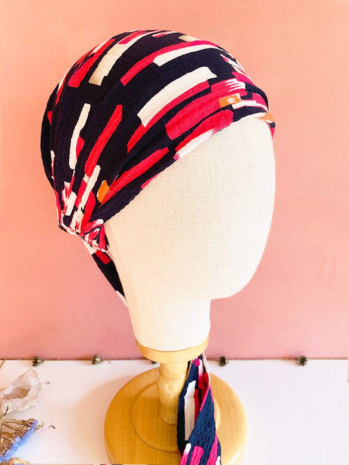 Bandeau tête entière pour chimiothérapie et pelade Sen bleu