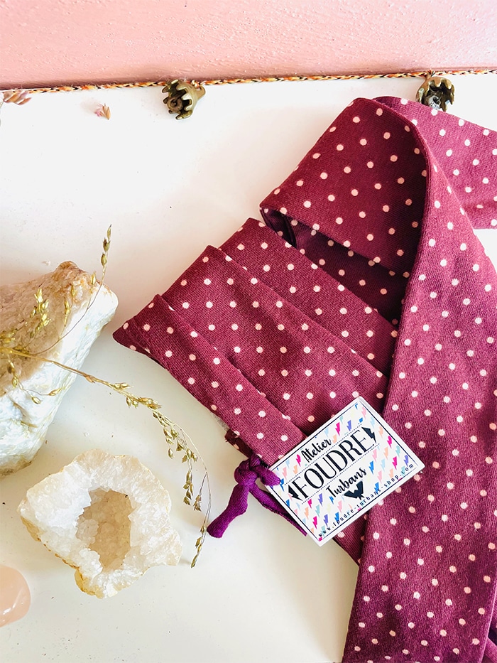 Bandeau à cheveux large à Pois rouge bordeaux