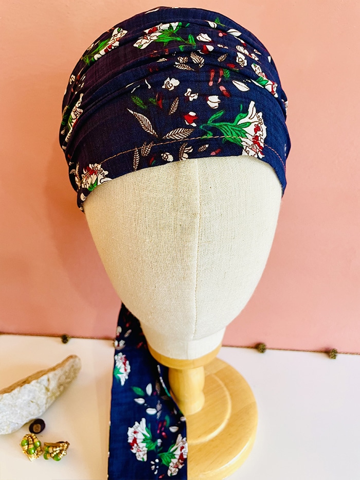 Bandeau tête entière en coton Oeillets