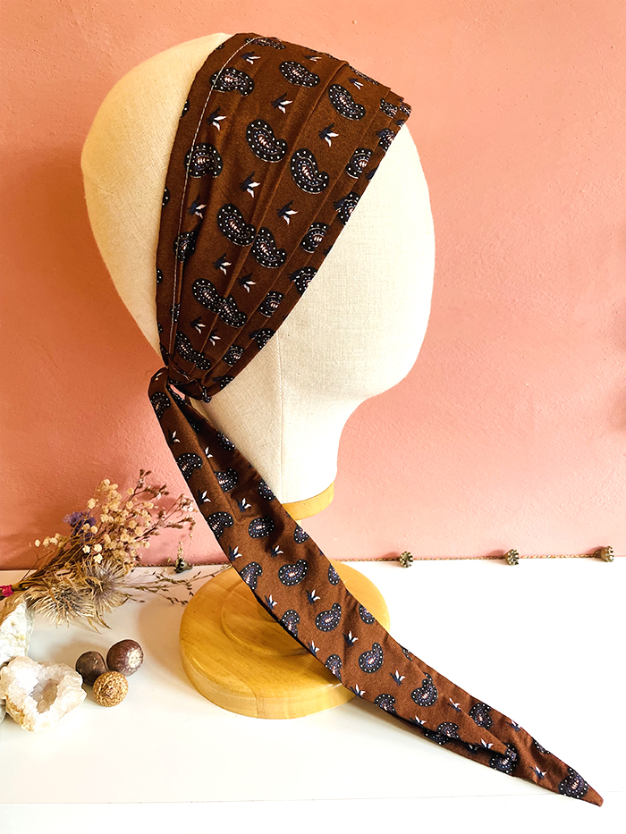 Bandeau à cheveux en coton Cachemire Marron – Image 5