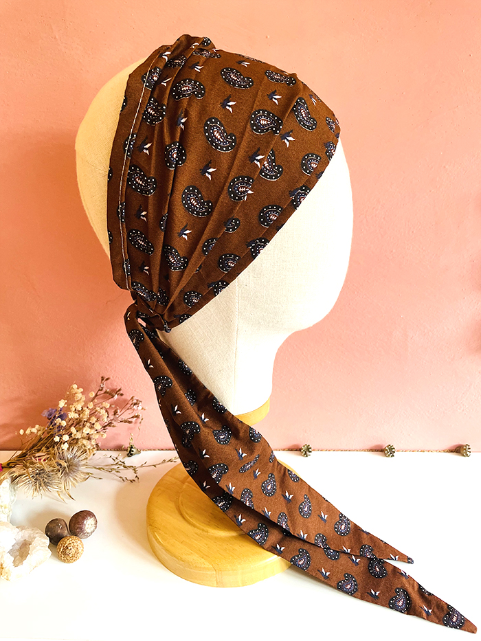 Bandeau à cheveux en coton Cachemire Marron