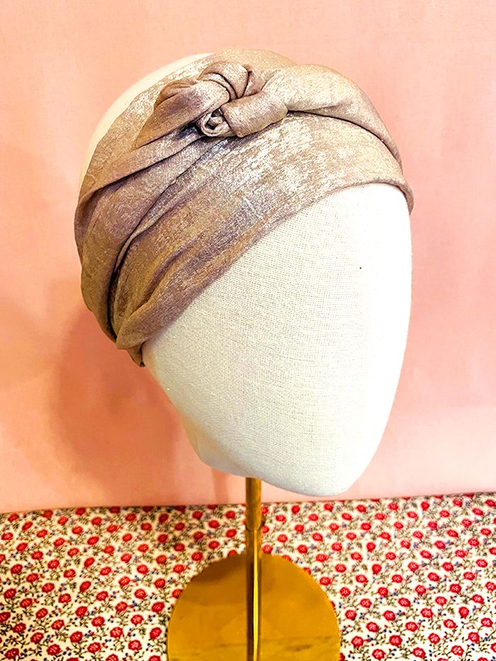 Bandeau à cheveux à nouer brillant Rose Argent