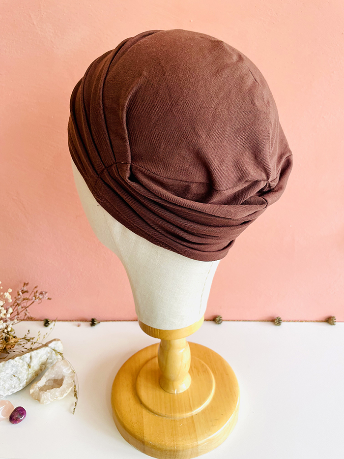 Bonnet chimio en coton bio marron Moka – Image 5