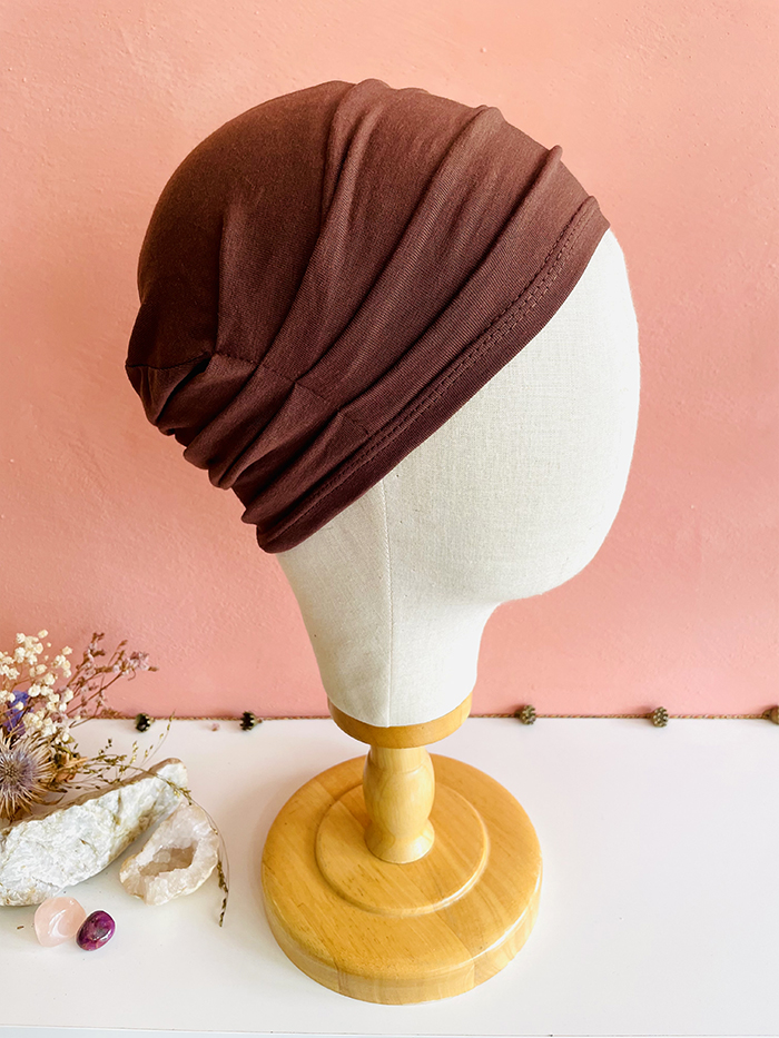 Bonnet chimio en coton bio marron Moka – Image 4