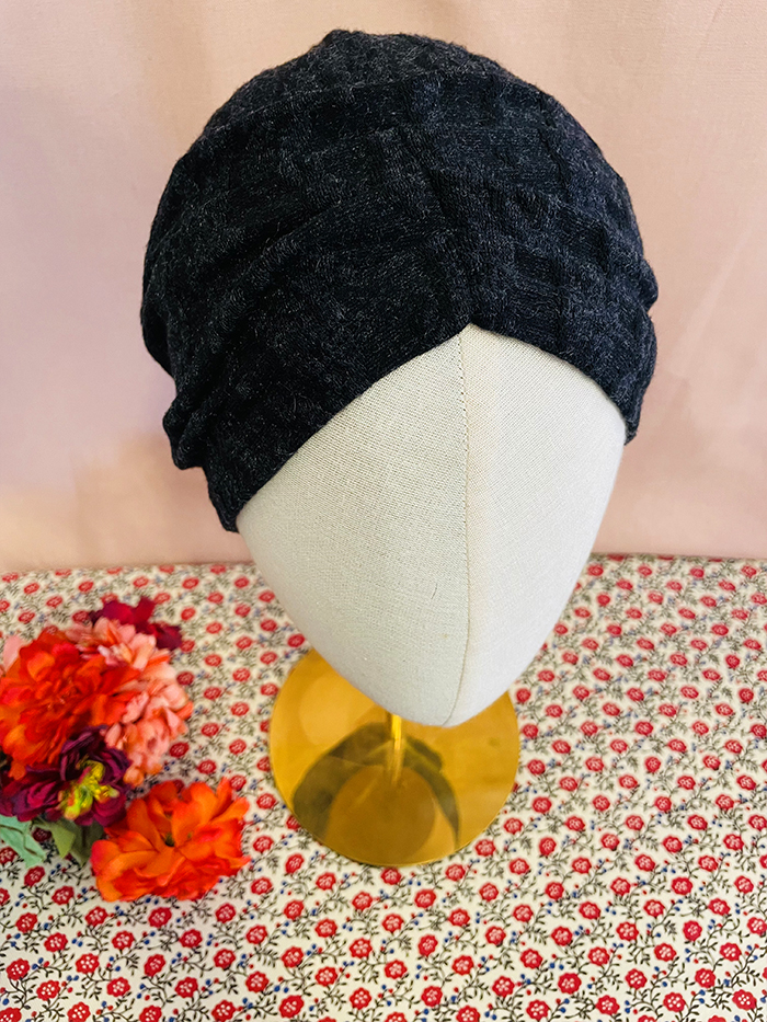 Bonnet chimio épais en maille gaufrée gris foncé